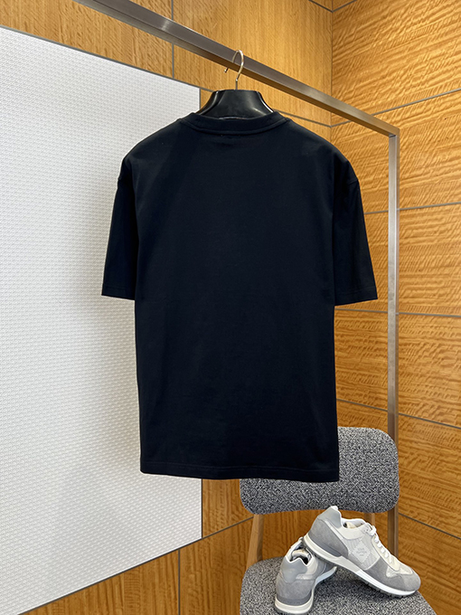 バーバリーコピー 乗馬騎士ロゴ入りチェック柄プリント半袖Tシャツ