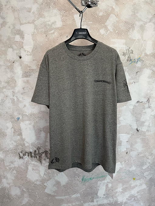 クロムハーツスーパーコピー ヘザーグレーのクロスグレー半袖Tシャツ
