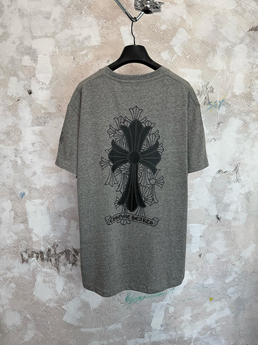 クロムハーツスーパーコピー ヘザーグレーのクロスグレー半袖Tシャツ
