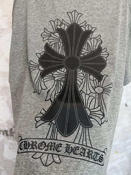 クロムハーツスーパーコピー ヘザーグレーのクロスグレー半袖Tシャツ