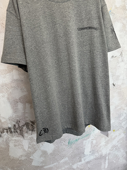クロムハーツスーパーコピー ヘザーグレーのクロスグレー半袖Tシャツ