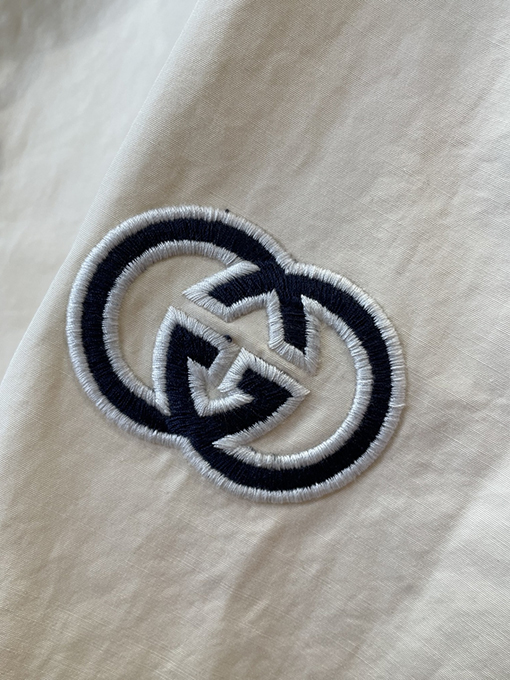 グッチ 刺繍入りカラーブロックリボンスタンドカラージャケット