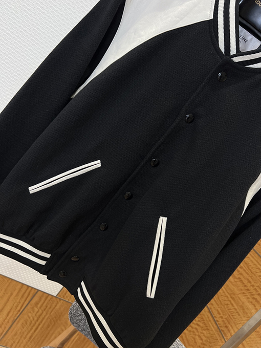 セリーヌ パッチワークのベースボールカラージャケット