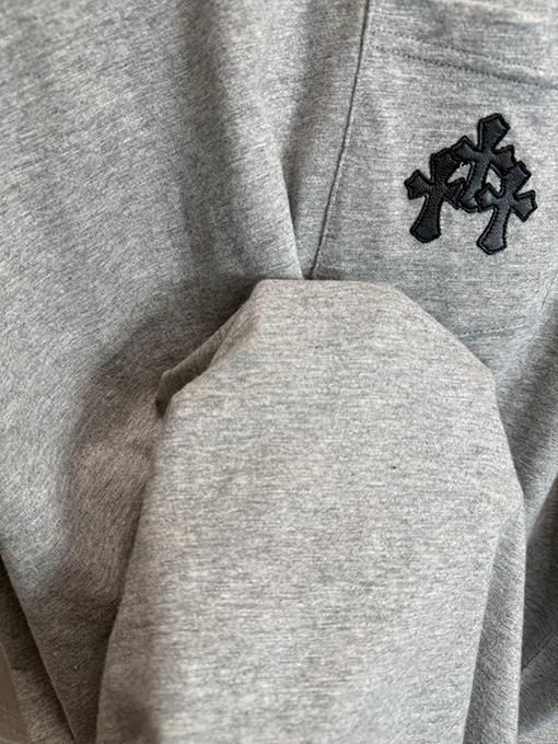 クロムハーツ 限定花柄糸スラブコットンパッチワークレザー半袖Tシャツ