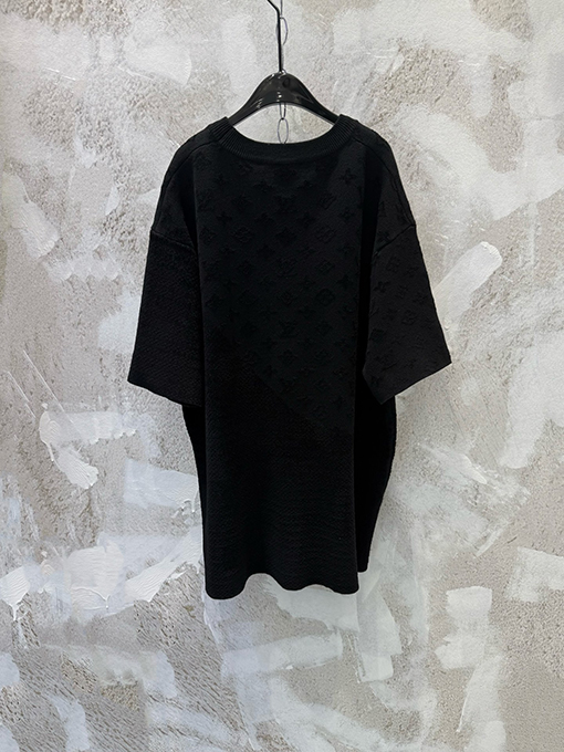 ルイヴィトンコピー クラシックなモノグラムジャカードニットのクルーネック半袖Tシャツ