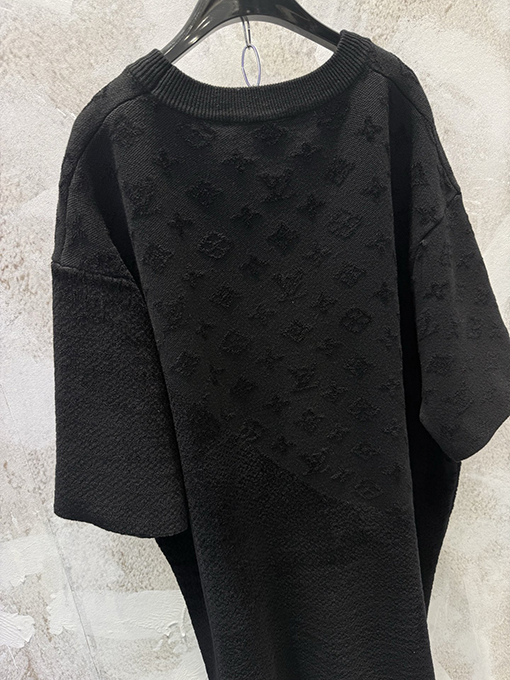 ルイヴィトンコピー クラシックなモノグラムジャカードニットのクルーネック半袖Tシャツ