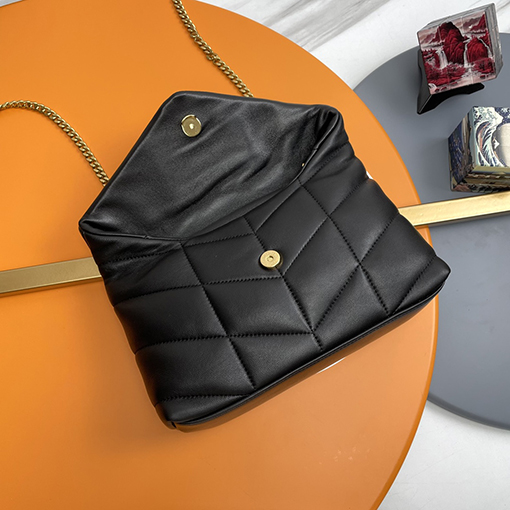 サンローランコピー Loulou Puffer Mini レディースゴールドの金具きオフホワイトのミニクロスボディバッグ