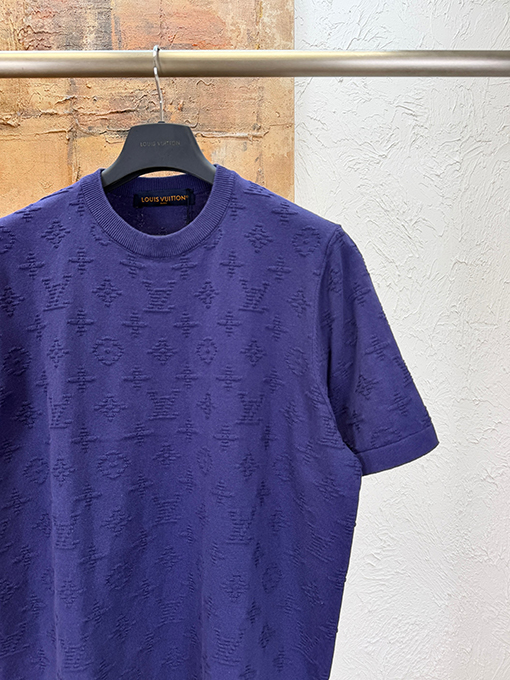 ルイヴィトンスーパーコピー モノグラムジャカードニット半袖Tシャツ