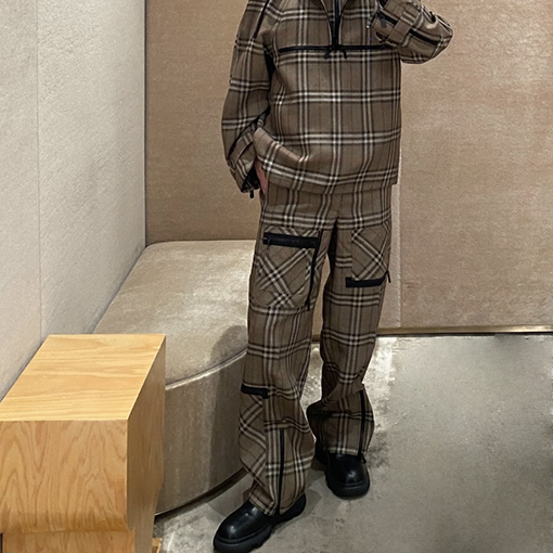 バーバリーコピー チェック柄のワークウェアカジュアルパンツ