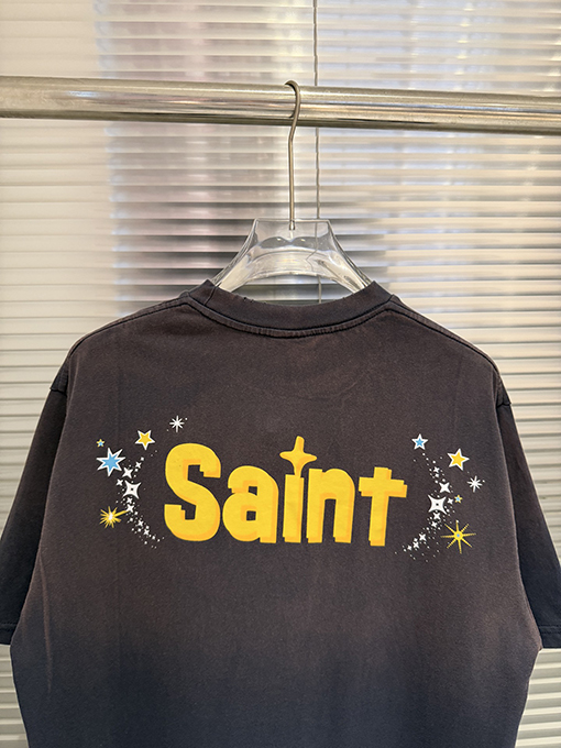 セントマイケルスーパーコピー エルフの文字プリント入りウォッシュダメージ半袖Tシャツ
