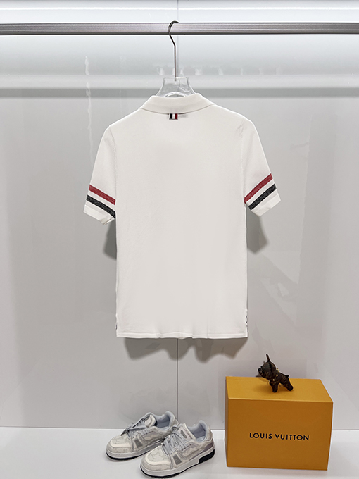 トムブラウンコピー 新モデルカラーブロックニットの半袖ポロシャツ