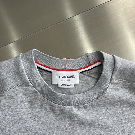 トムブラウン リブ編み4本ストライプ半袖Tシャツ