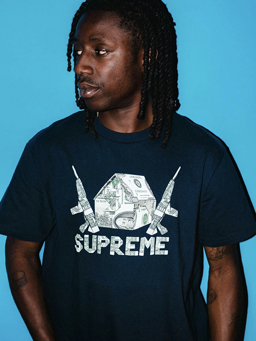 シュプリームスーパーコピー SUPREME 折り紙風米ドルパロディ クルーネック半袖Tシャツ
