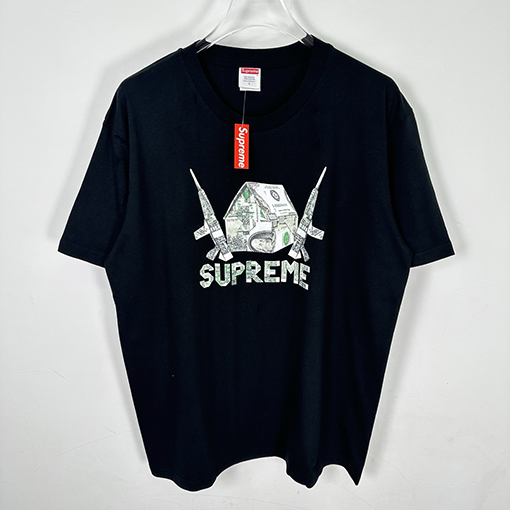 シュプリームスーパーコピー SUPREME 折り紙風米ドルパロディ クルーネック半袖Tシャツ