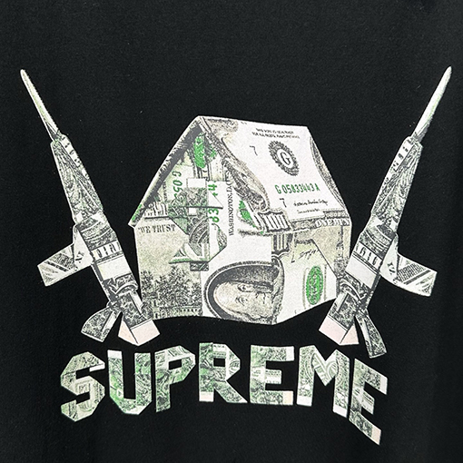 シュプリームスーパーコピー SUPREME 折り紙風米ドルパロディ クルーネック半袖Tシャツ