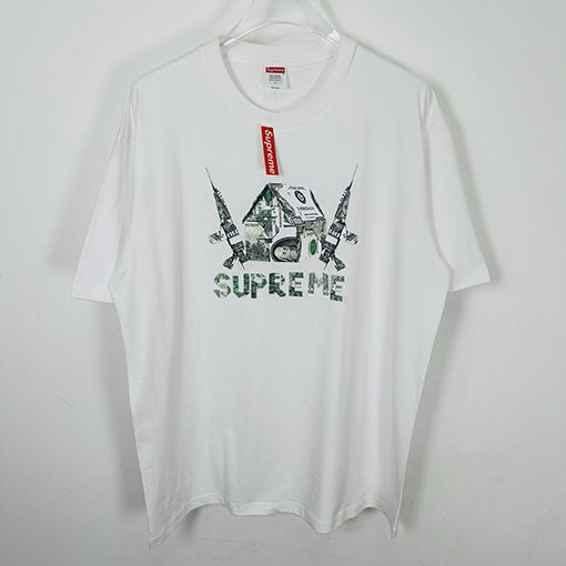 シュプリームスーパーコピー SUPREME 折り紙風米ドルパロディ クルーネック半袖Tシャツ