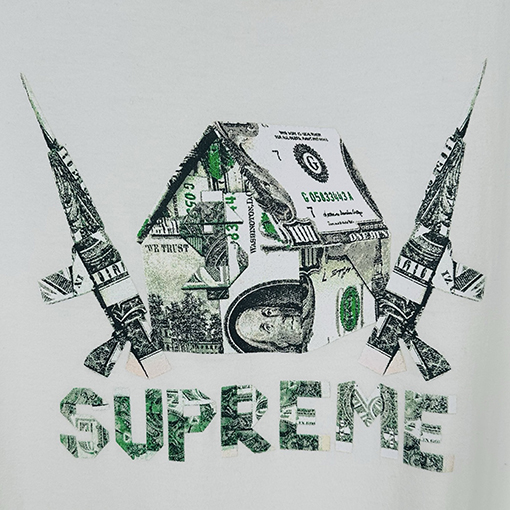 シュプリームスーパーコピー SUPREME 折り紙風米ドルパロディ クルーネック半袖Tシャツ