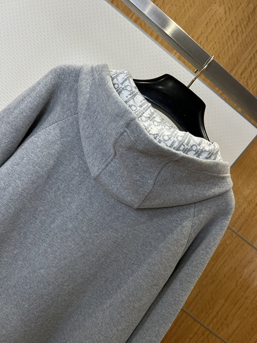 ディオール 文字刺繍入りフード付きジップアップスウェットシャツ