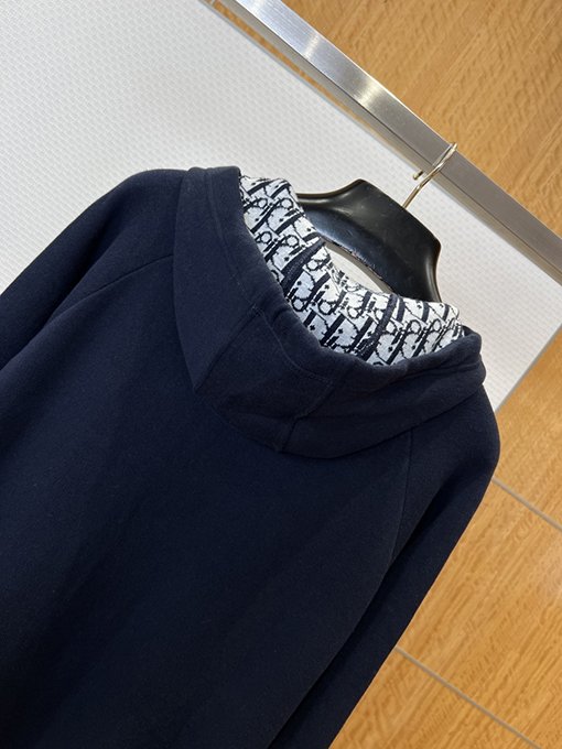 ディオール 文字刺繍入りフード付きジップアップスウェットシャツ