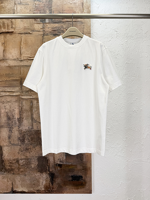 バーバリーコピー 歯ブラシの刺繍ロゴ入り半袖Tシャツ