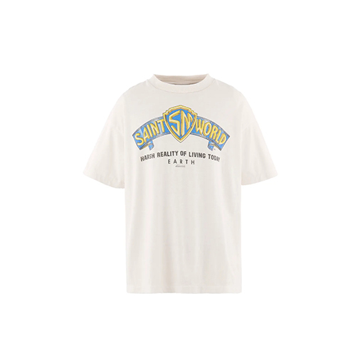 セントマイケルスーパーコピー SAINT WORLD HARSH REALITY OF LIVING TODAY プリント柄の半袖Tシャツ