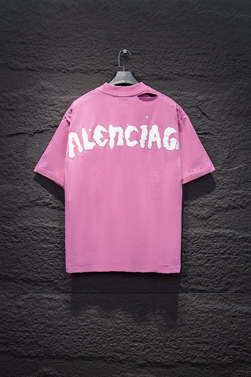 バレンシアガスーパーコピー BALENCIAGA ダメージとダメージをしたプリントの半袖Tシャ