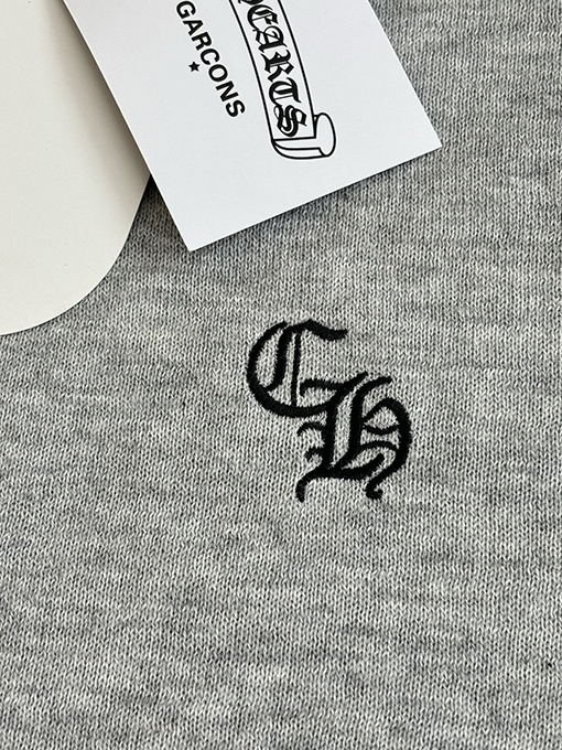 クロムハーツ カラーブロックレザー刺繍入り長袖シャツ