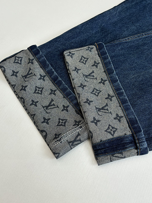 ルイヴィトンコピー Monogram 裾を折り返したモノグラムプリントジーンズ