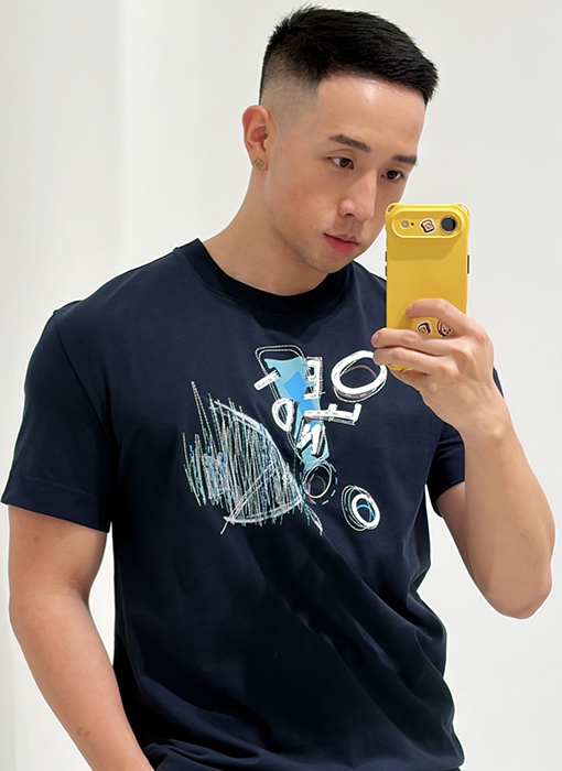 フェンディ プリント刺繍入り半袖Tシャツ