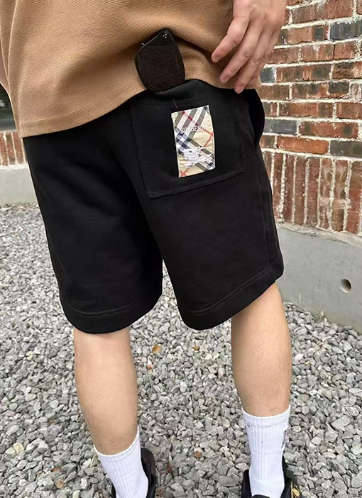 バーバリースーパーコピー BURBERRY チェック柄ラベルアップリケ付きコットンショーツ