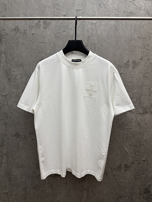 クロムハーツ クラシックな刺繍入り変色半袖Tシャツ