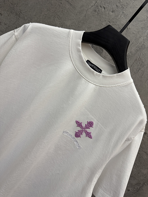 クロムハーツ クラシックな刺繍入り変色半袖Tシャツ