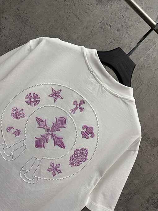 クロムハーツ クラシックな刺繍入り変色半袖Tシャツ
