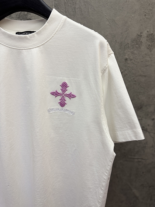 クロムハーツ クラシックな刺繍入り変色半袖Tシャツ
