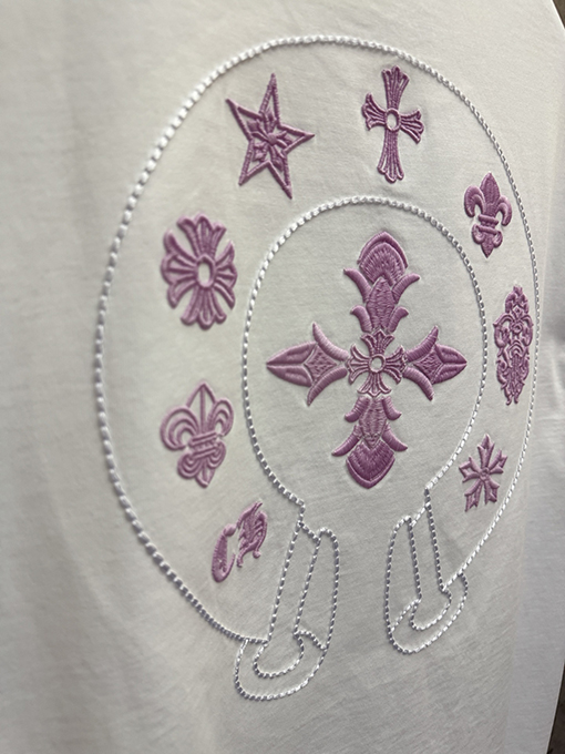 クロムハーツ クラシックな刺繍入り変色半袖Tシャツ