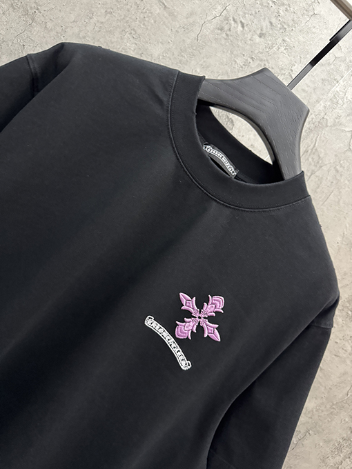 クロムハーツ クラシックな刺繍入り変色半袖Tシャツ
