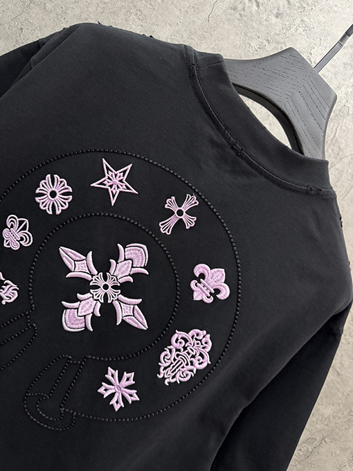 クロムハーツ クラシックな刺繍入り変色半袖Tシャツ