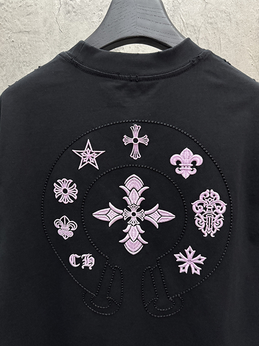 クロムハーツ クラシックな刺繍入り変色半袖Tシャツ