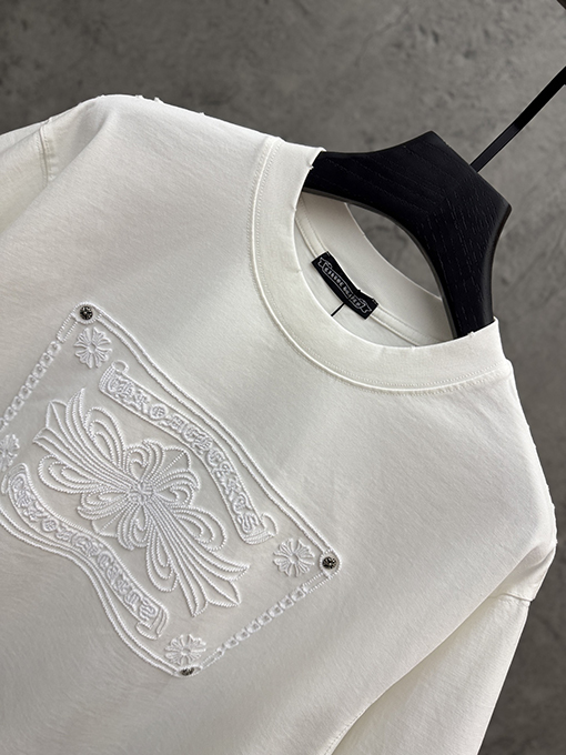 クロムハーツスーパーコピー 3D中空刺繍アーチブリッジ半袖Tシャツ