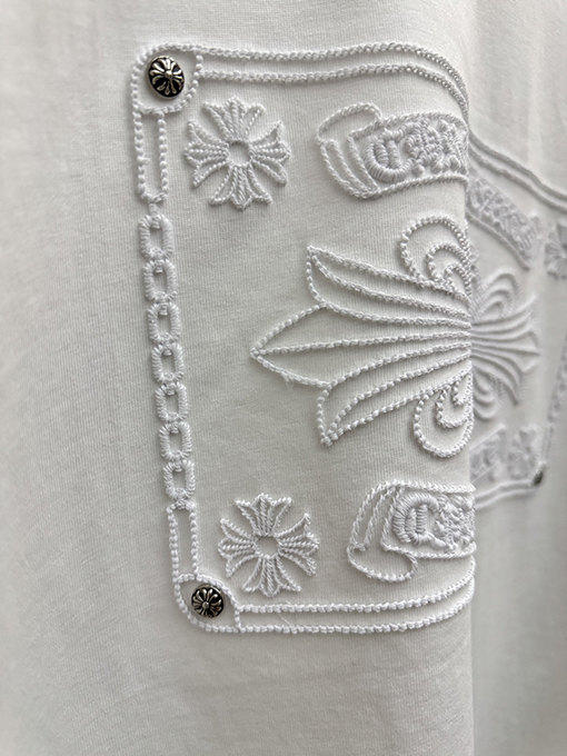 クロムハーツスーパーコピー 3D中空刺繍アーチブリッジ半袖Tシャツ