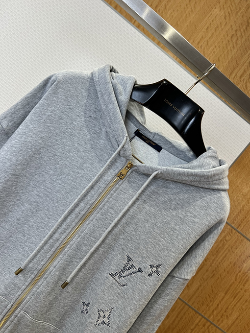 ルイヴィトン 刺繍ロゴ入りフード付きジップアップスウェットシャツ
