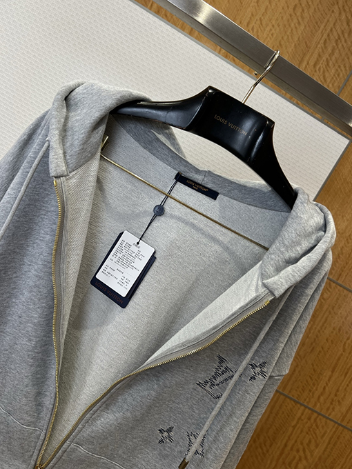 ルイヴィトン 刺繍ロゴ入りフード付きジップアップスウェットシャツ