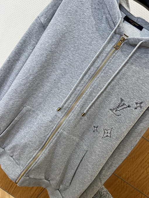 ルイヴィトン 刺繍ロゴ入りフード付きジップアップスウェットシャツ