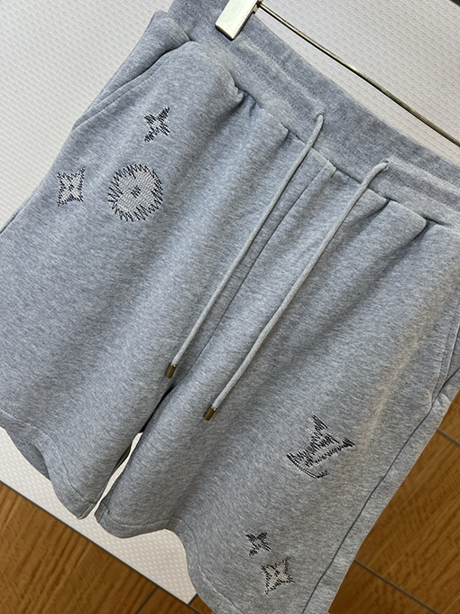 ルイヴィトンコピー モノグラム刺繍プリントのドローストリング付きカジュアルスウェットパンツ