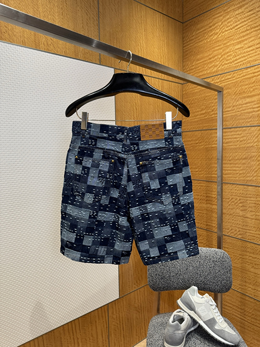 ルイヴィトンコピー チェック柄デニムショートパンツ