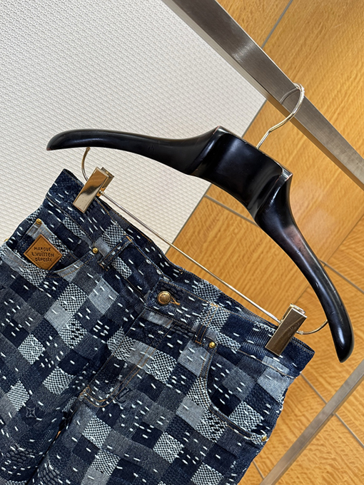 ルイヴィトンコピー チェック柄デニムショートパンツ