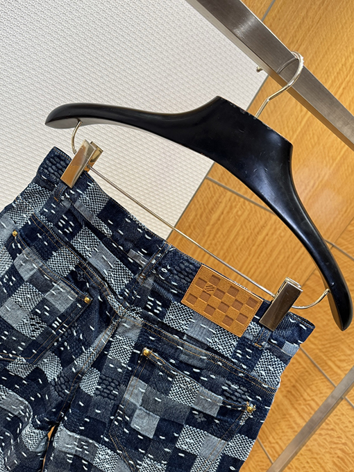 ルイヴィトンコピー チェック柄デニムショートパンツ