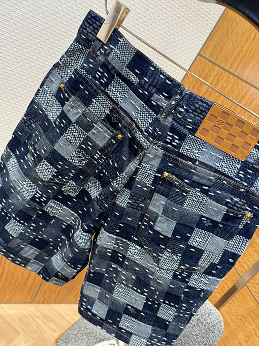 ルイヴィトンコピー チェック柄デニムショートパンツ