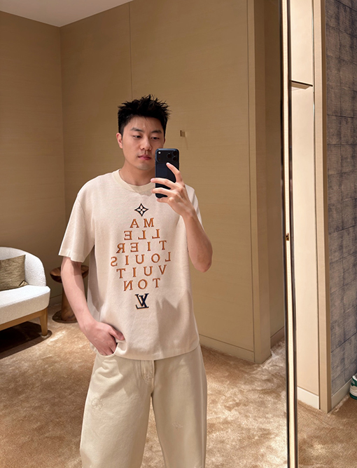 ルイヴィトン レタージャカードニット半袖Tシャツ