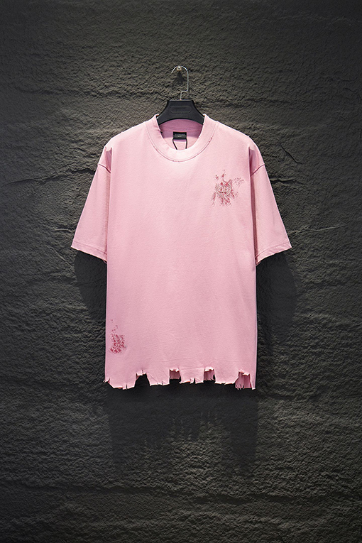 バレンシアガ BALENCIAGA ダメージのグラフィティ刺繍入り半袖Tシャツ